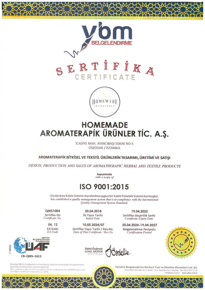 Sertifikalarımız | Homemade Aromaterapi Sertifikalarımız